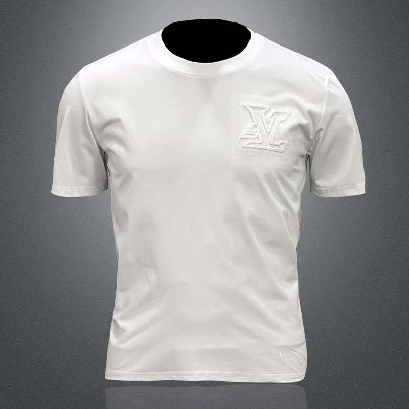 Men's Round Neck Short T-Shirt Hot Sale Versatile Base Half Sleeve Summer New Fashion Big Brand Embroidery Design