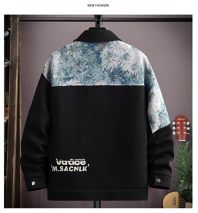 Men's Cross Border Luxury Designer Jacket Spring And Autumn Ethnic Style Patch Collar 2026 New Fashion Jacket Autumn Fashion Luxury Men's We