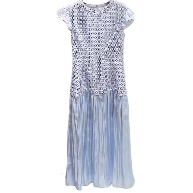 FC Designer's high-end women's summer new social style round neck k30 woven patch mesh straight tube FC long skirt