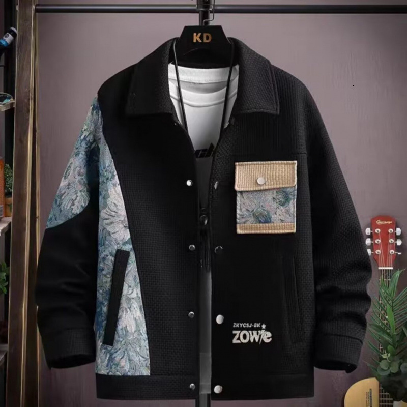 Men's Cross Border Luxury Designer Jacket Spring And Autumn Ethnic Style Patch Collar 2026 New Fashion Jacket Autumn Fashion Luxury Men's We