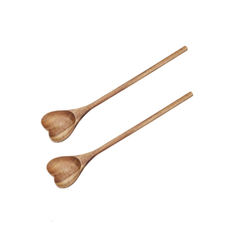 Spoon Acacia Wood Heart Shaped Wooden Stirring Spoon Kitchen Utensil Portable Gift