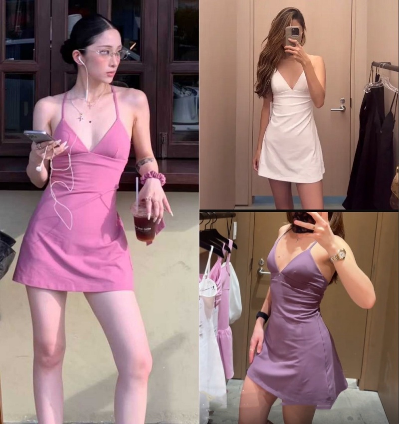 Designer Yoga Dress Airbrush Splendor Dresses V Neck Sleeveless Sports Dress Pocket Anti Quick Dry Tennis Skirt Summer Badminton Golf Skirt for Womens