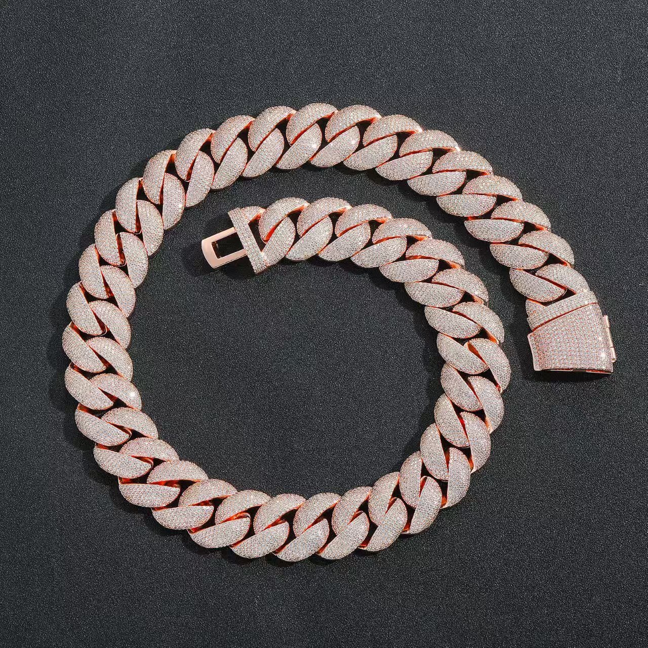 22mm Real VVS Moissanite Mosaic Cuban Link Chain 925 Silver VVS Diamond Chain BustDown Necklace Rapper Miami Hip Hop Jewelry