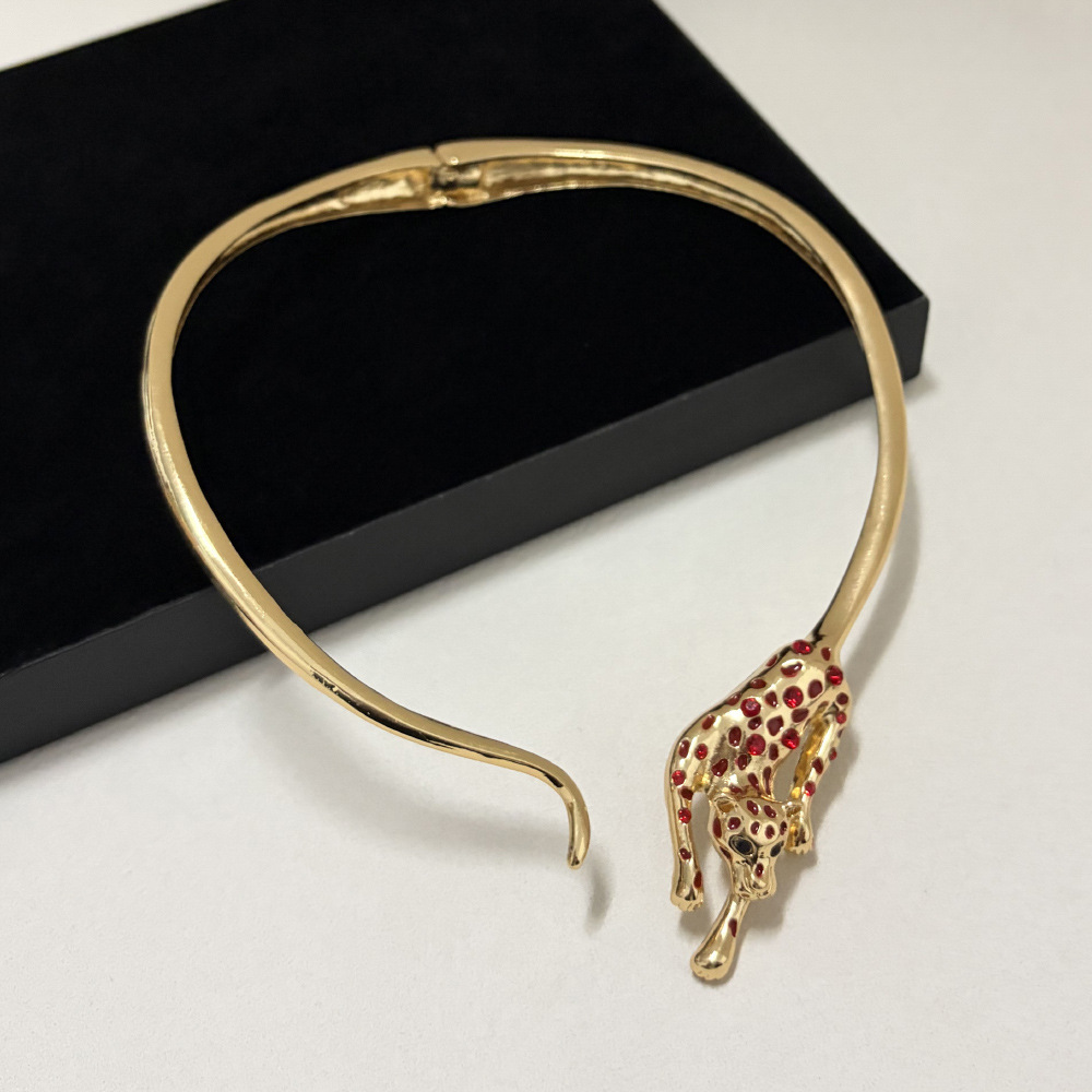 Luxury 18K Gold Color Enamel Leopard Collar Necklace for Women Zircon Diamond Panther Animal Designer Necklace chokers Women Jewelry for wedding gift