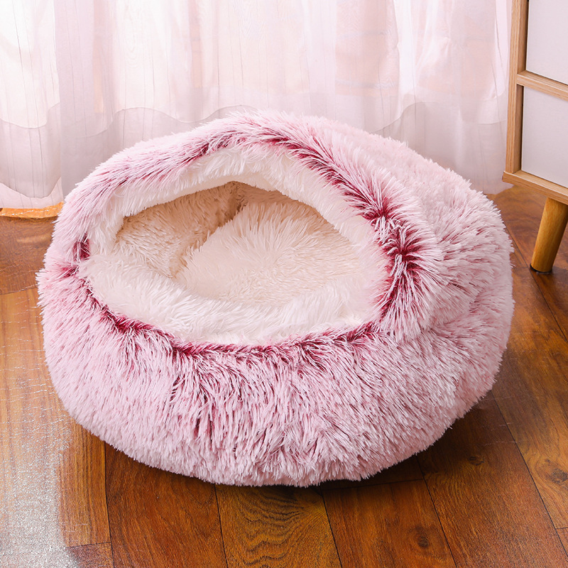 YL-38470 Customized Multi-Color Pet Bed, Winter Warmth with Cover, Anti-Kick Pet Mat, Comes with Blanket, Semi-Enclosed Soft Cat Bed