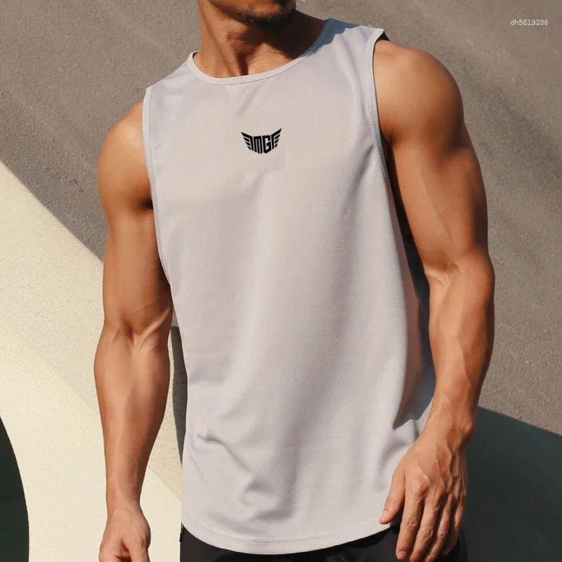Men's T Shirts Mens Gym Clothing Fitness Bodybuilding Mesh Tank Tops Stringer Singlet Vest Clothes Sleeveless Muscle Summer Undershirt