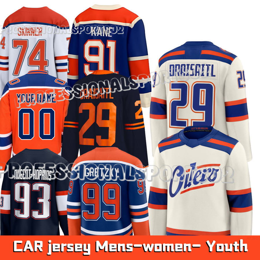 Edmonton Oiler Jerseys 97 McDavid C 29 Draisaitl A 18 Hyman Patrick Kane Ryan Nugent-Hopkins Stuart Skinner Hockey Jerseys