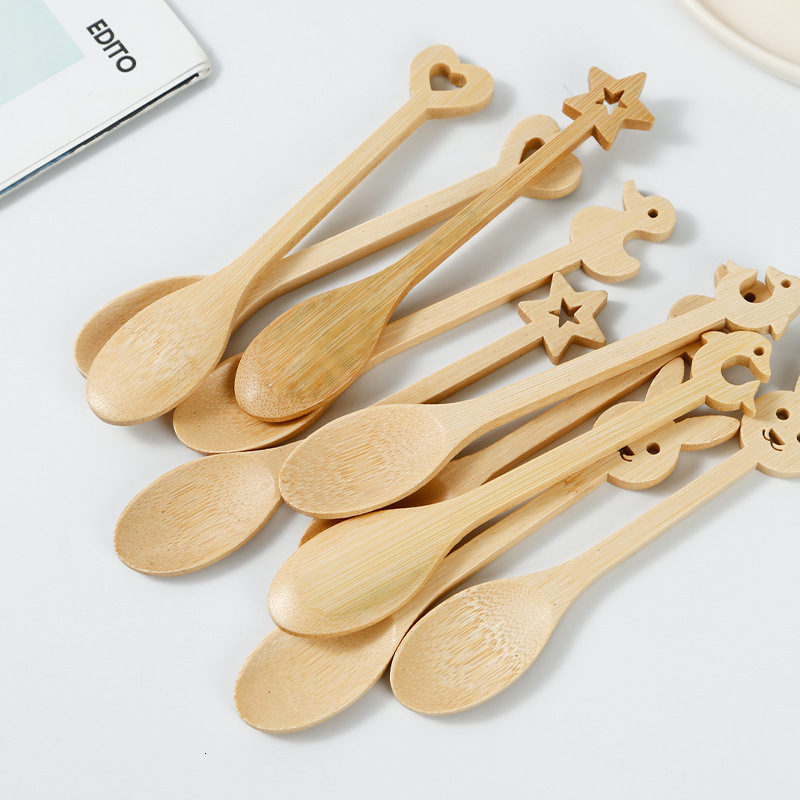 Spoon Star Rabbit Shape Cartoon Wooden Coffee Ice Cream Dessert Spoon Daily Use High Aesthetic Ins Style