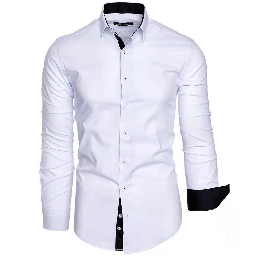 Bestseller 2025 new men's handsome personality casual contrast Tencel long sleeve men's casual shirt ddmytues