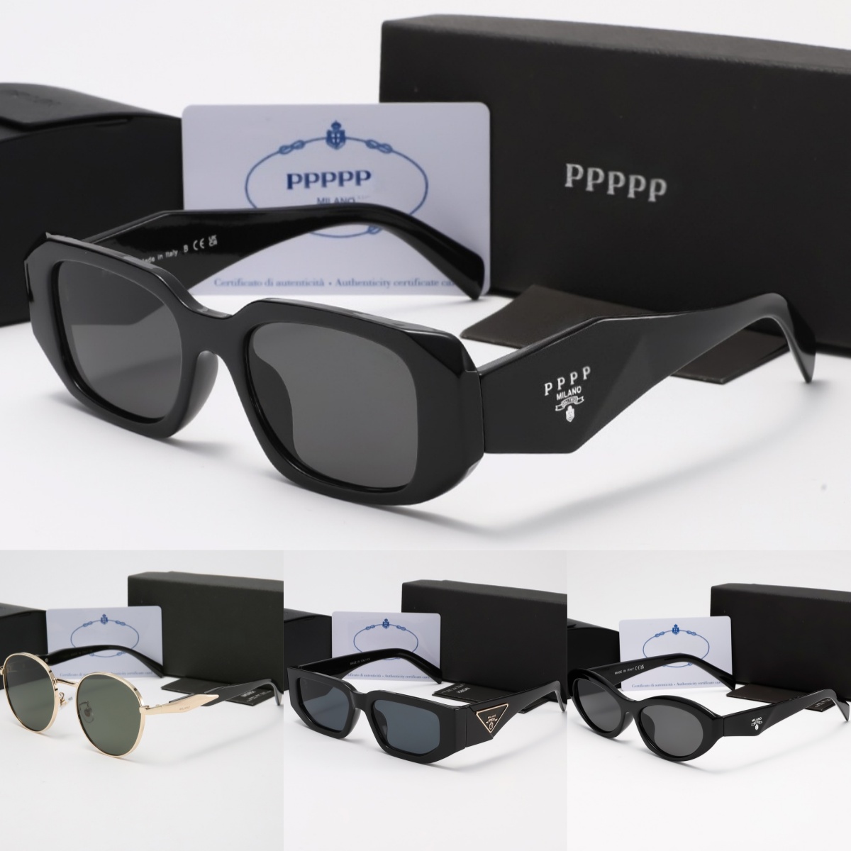 Luxury Designer Triangular Signature Frame Sunglasses UV400 Protection Anti Glare Vintage Retro Fashion Eyewear Classic Sun Glasses for Men and Women with Box