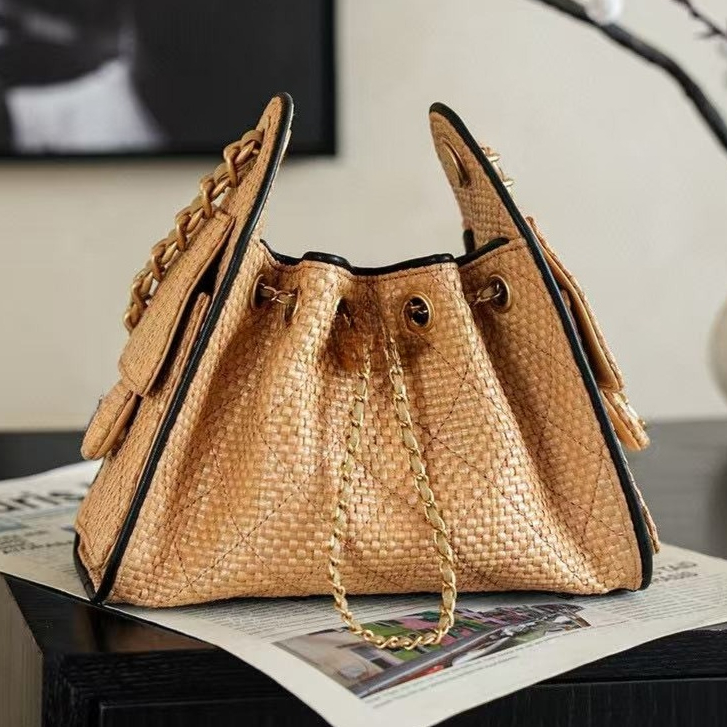 Full Handmade mini 25bag 20cm weave leather gold brown Luxuryhandbag 19A Mirror like Quality Designer bag Top Quality shouldbag New Year gift original packaging