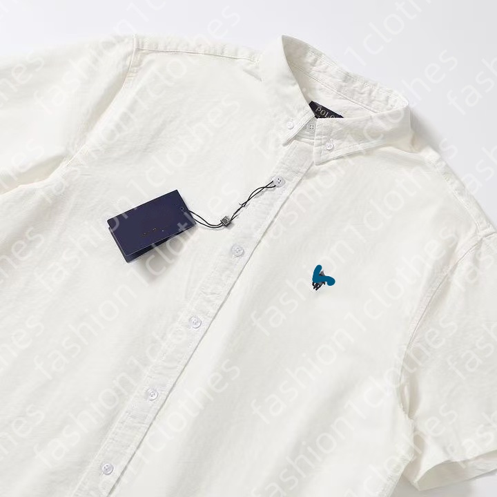 Designer polo RRL shirt mens summer short sleeve button up shirt designer chemise striped turn down collar hoodie t shirt breathable korean style top youthful