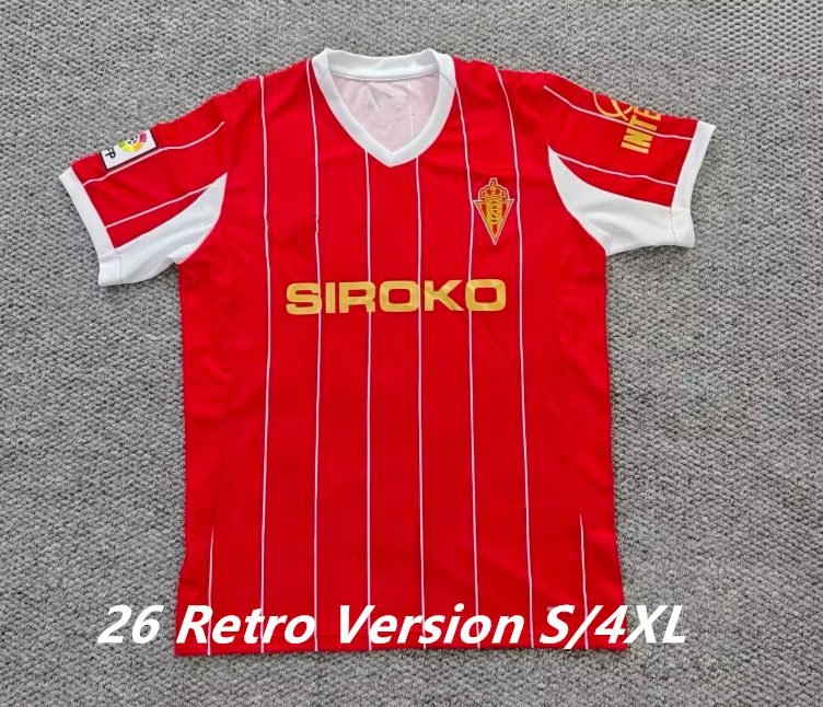 26 Retro Version CF Sporting Gijon Soccer home and away jersey, third away jersey, customizable