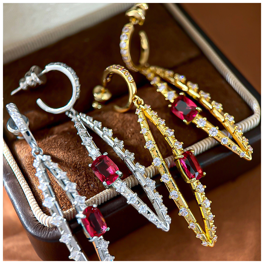 Designer Earrings Designer Earrings Women Pave C Shape Hoop Drop Leaf Hollow Oval Bar Zircon Ruby Geometric Earrings Luxury Jewlery Designer for Women