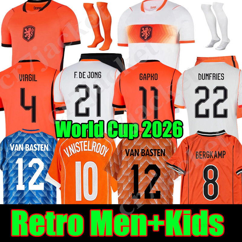 Netherlands Dutch jersey Holland world cup 2026 retro Soccer Jersey Bergkamp ROBBEN vintage National Team football tops Shirt Kids Kit MEMPHIS GAKPO 2
