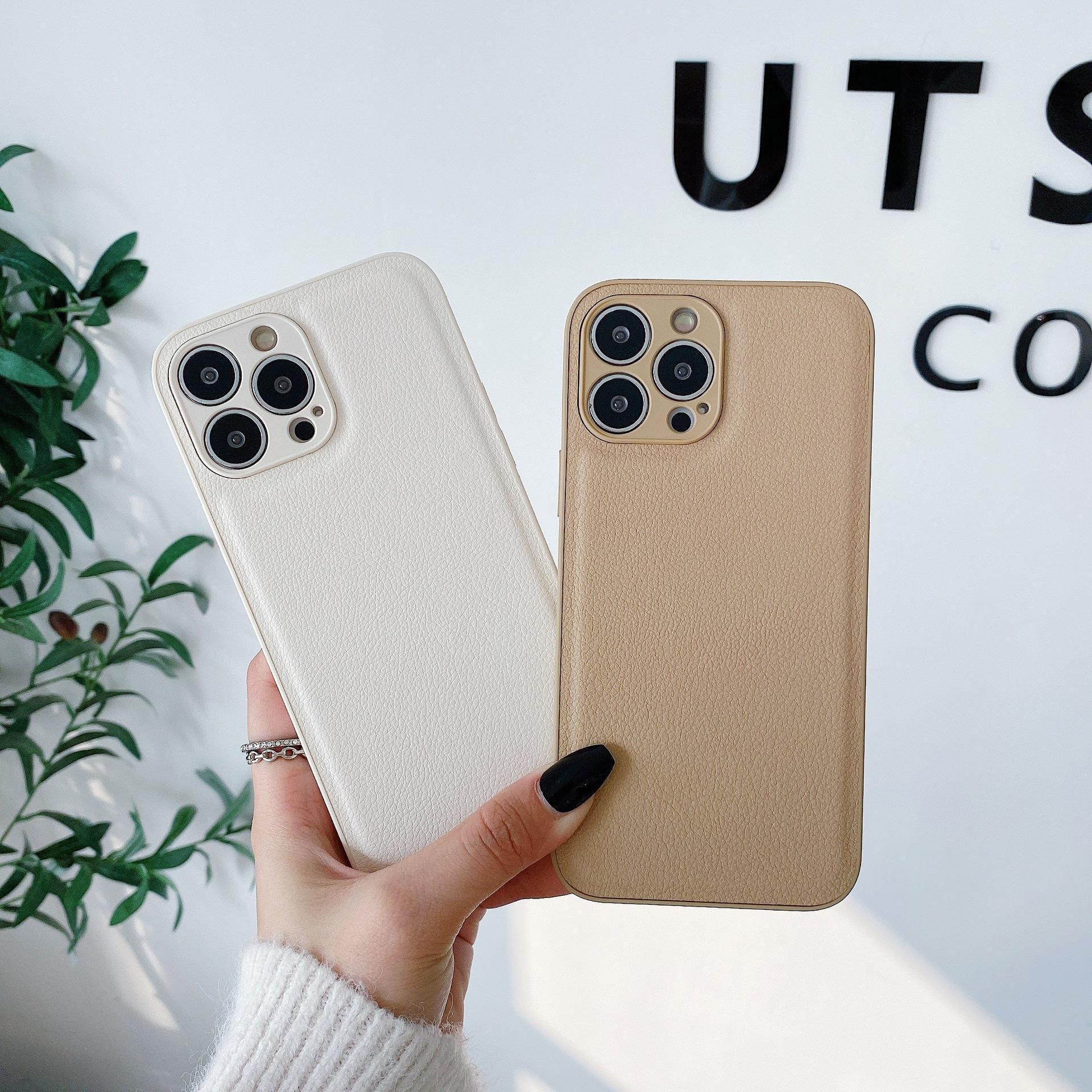 Solid Color Leather Compatible with iPhone 13 Pro Max Phone Case 12 Apple 11 Silicone XR/X Full Coverage 14 Cross-Border 15