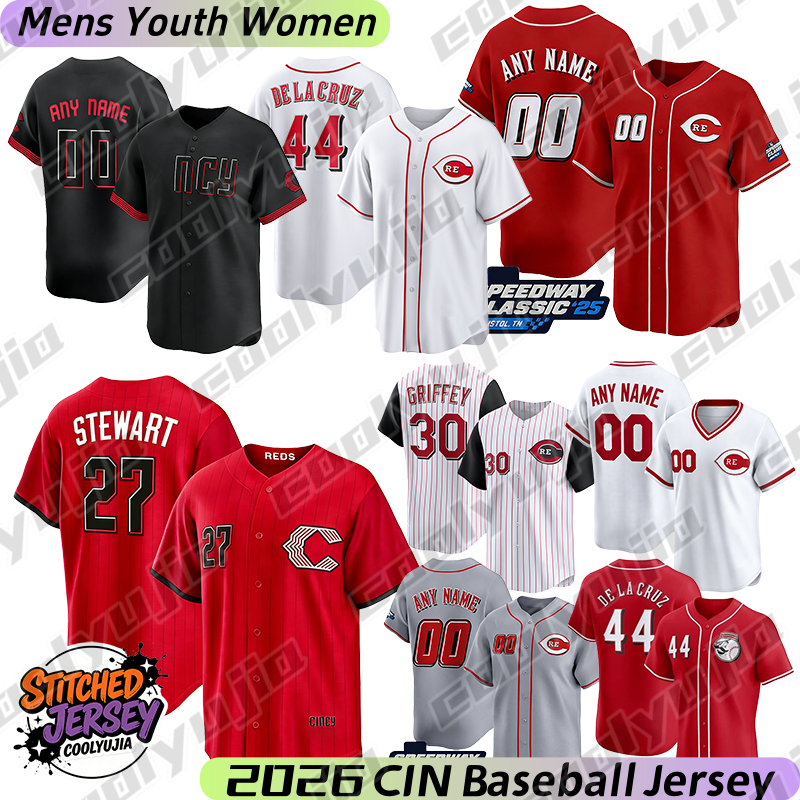 CincinnatiS Reds Jersey Elly De La Cruz TJ Friedl Andrew Abbott Greene Sal Stewart McLain Suarez Ken Griffey Chase Burns cincinati red city connect Baseball Jerseys