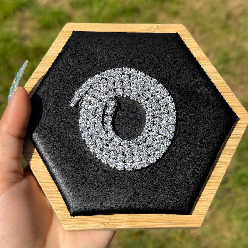 moissanite bracelet necklace tennis chain Hip Hop necklace fashion Jewelry Pass Diamond Tester 4mm 5mm vvs moissanite iced out cuban chain for men wom