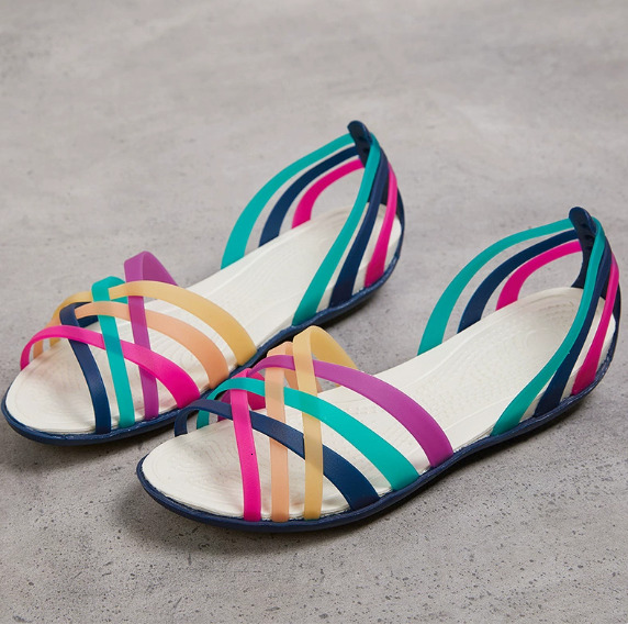 Summer New Flat Hole Shoes Female Beach Jelly Students Simple Rainbow Plastic Sandals ddmymonkey