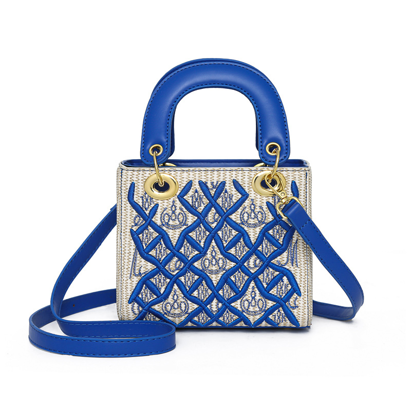 2026 summer new casual luxury designer handbag fashion diamond grid embroidery diagonal cross bag for women