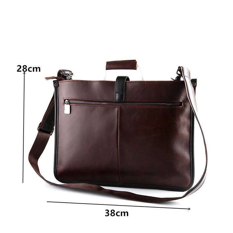 Luxury Business Briefcase For Men High Quality Crazy Horse Leather Crossbody Shoulder Bag Men's Laptop Handbag Large Capacity Business Briefcases