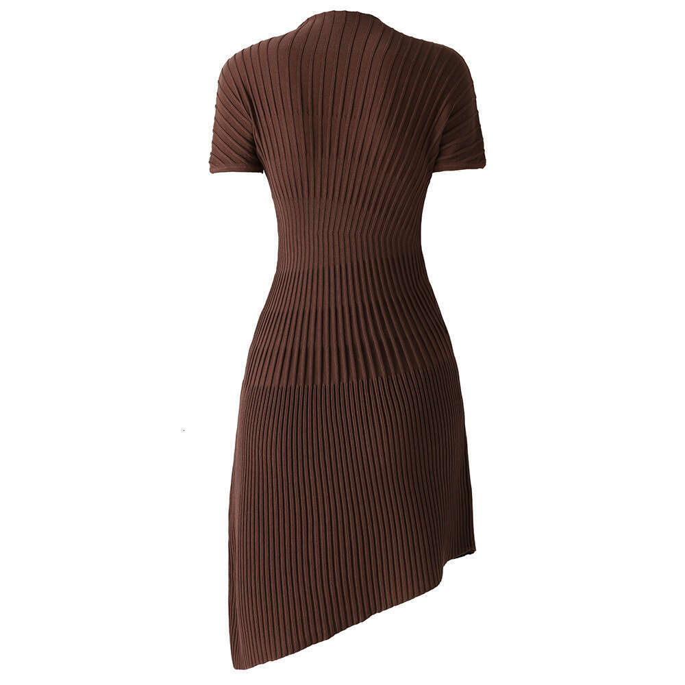 2026 Spring k30 New Designer Minimalist Style Irregular Ribbed Slimming Knitted Dress