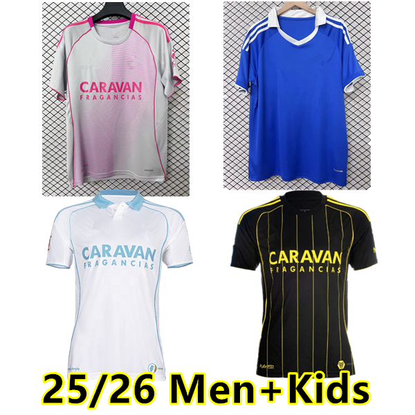 S-4XL 25 26 Soccer Jerseys Real Zaragoza RATON Mens 2025 2026 NARVAEZ ZAPATER BERMEJO FRANCHO Home Short Sleeve Football Shirts Adult Uniforms Men kids kit