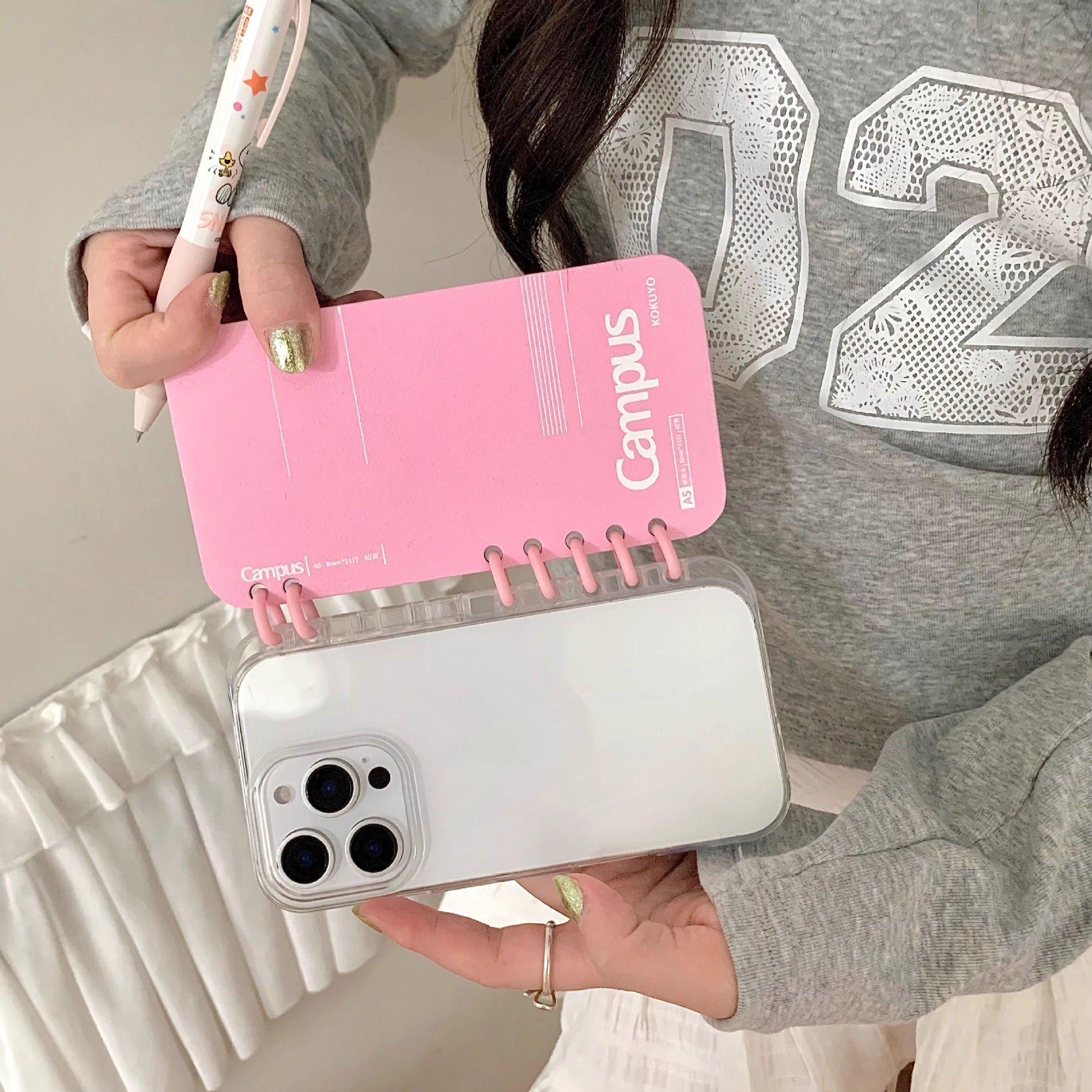 Minimalist Solid Color English Apple 16 Phone Case iPhone 15 Pro Max Flip Cover Notebook 14 Book 13 Female 12