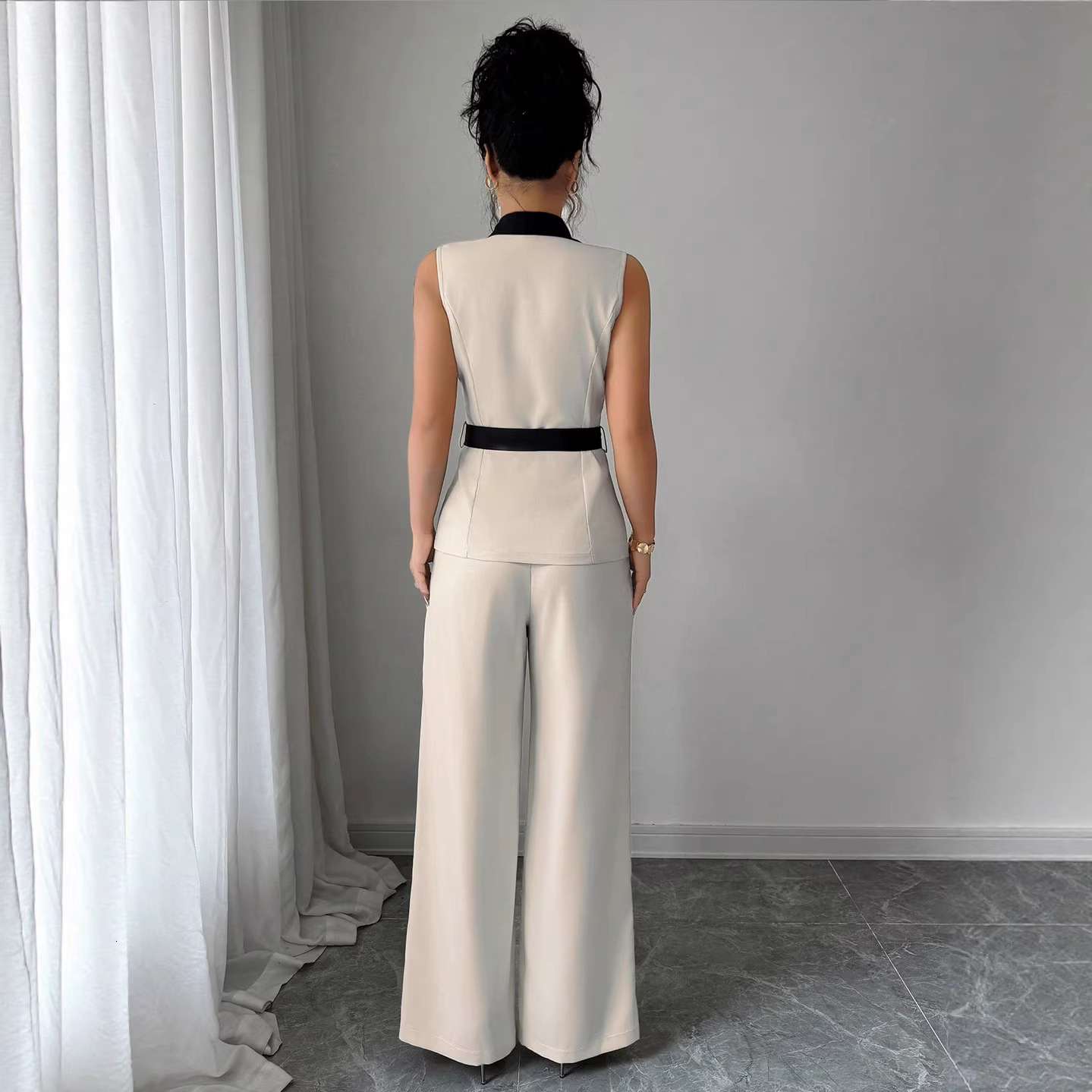 2026 Luxury Brand Women's Set Autumn Trend Hot Selling Elegant Style Women's Outdoor Fashion Sexy Deep V Waist Collar Top And Casual Straigh