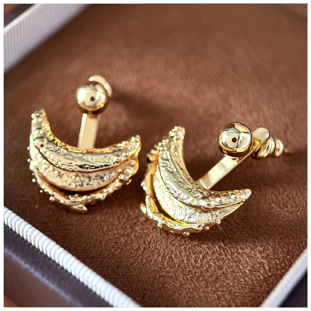 Designer Earrings Designer Earrings Women Molten Texture Irregular Crescent Earring Unique Stud Earrings Luxury Jewlery Designer for Women Elegant Spa