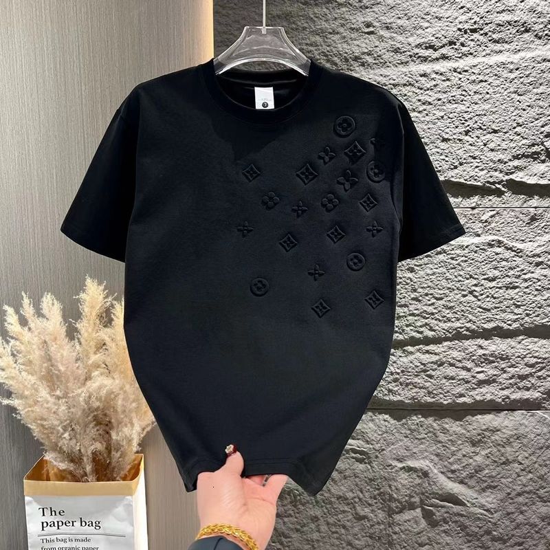 Stylish and slimming printed half-sleeve T-shirt, new summer model, round-neck pullover, men's thin short-sleeve breathable shirt
