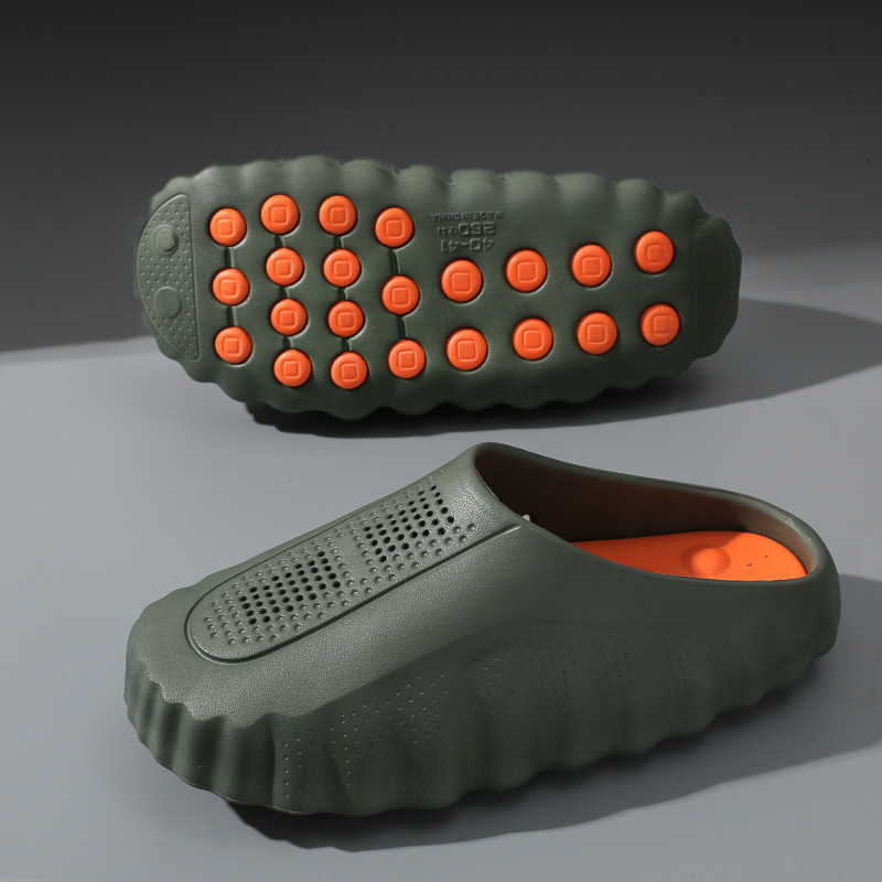 Free shipping 2026 luxury Baotou cool slippers men in summer thick soled massage granular sports worn outside