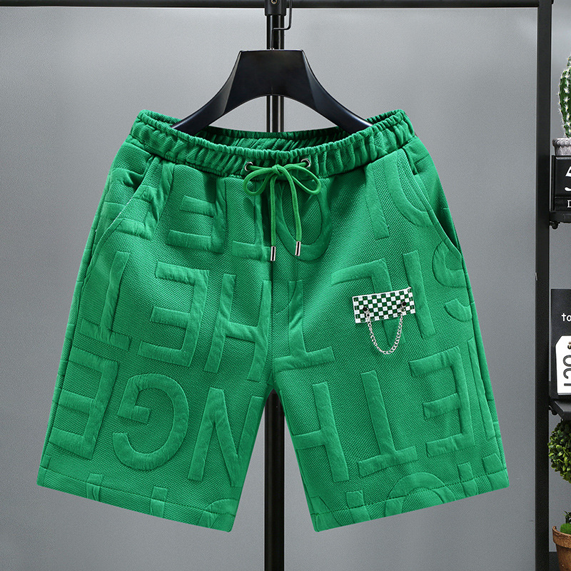 Letters Men's Shorts Size 5Xl 6Xl 7Xl Fashion Knitted Men Comfortable Elastic Waist Clothing Male Breathable Short Trousers
