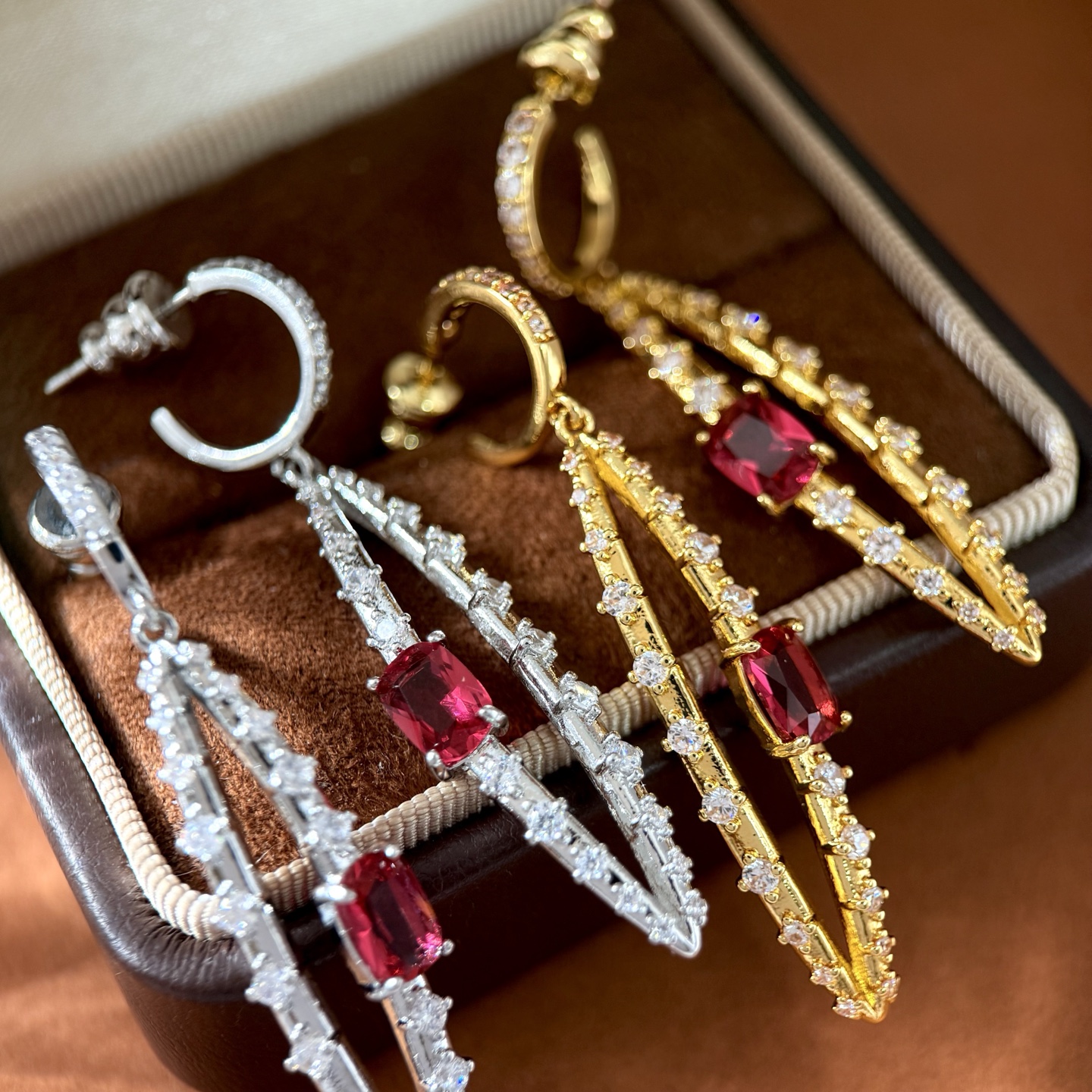 Designer Earrings Designer Earrings Women Pave C Shape Hoop Drop Leaf Hollow Oval Bar Zircon Ruby Geometric Earrings Luxury Jewlery Designer Women Ele