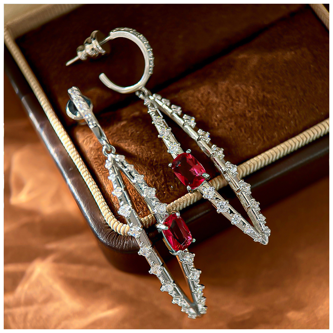 Designer Earrings Designer Earrings Women Pave C Shape Hoop Drop Leaf Hollow Oval Bar Zircon Ruby Geometric Earrings Luxury Jewlery Designer for Women