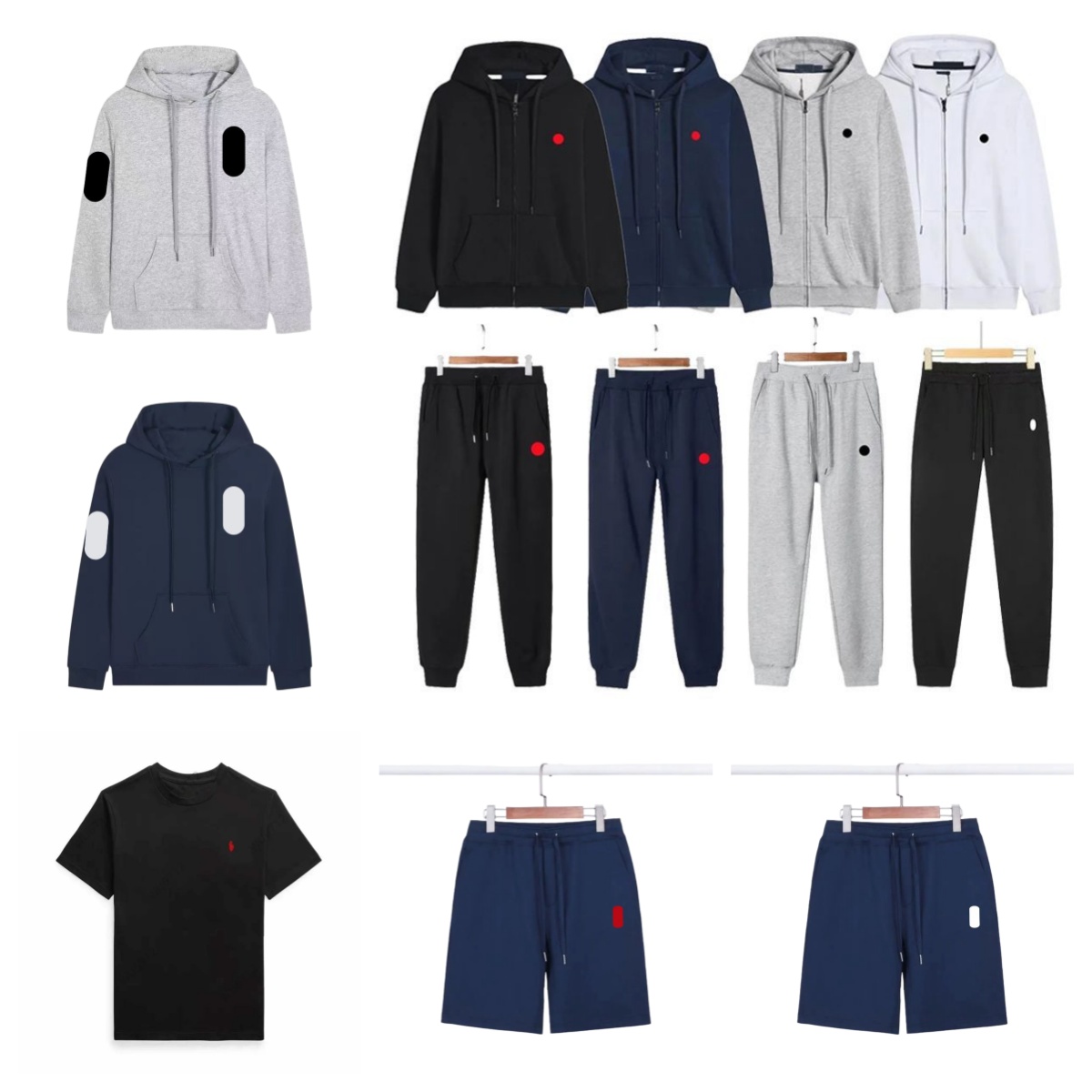 Men Polo Hoodie Set Zip Up Pants Shorts T-Shirt Polo Tracksuit Designer Pullover Cotton Horse Long Sleeve Hoodie Women Grey Hoodie Joggers Men Sweatsuit S-5XL