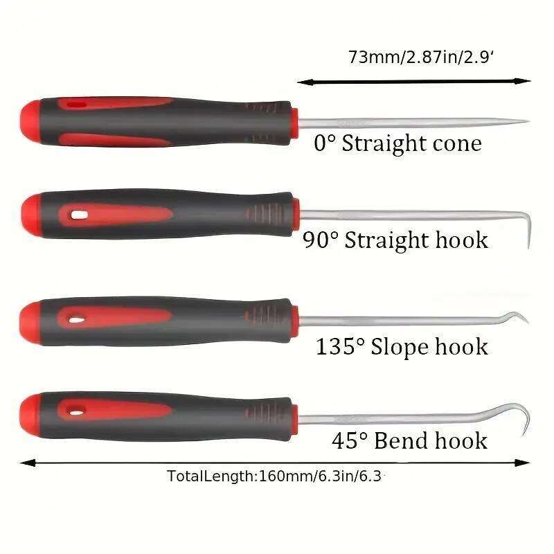 4pcs oil seal screwdriver set - maintenance precision picker hook set, car O-ring and gasket disassembly tool