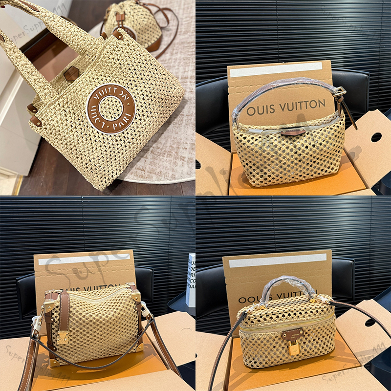 2026 Stile Nuovo Borsa Crochet Tote, Lusso Borsa Mare Raffia Con Pochette Monogramma, Borsa Estiva Donna Designer Accessorio Crochet Raffia Monogram-image