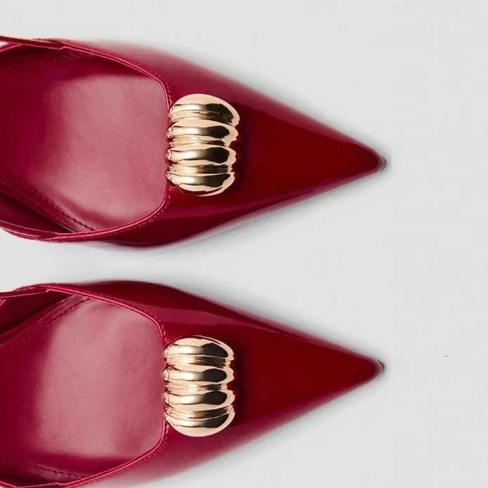 Women Pointed Toe Sandals Fashion Metal Decor Summer Mules Elegant Thin Heel Party Evening Banquet Pumps Slip On Shoes Z260411
