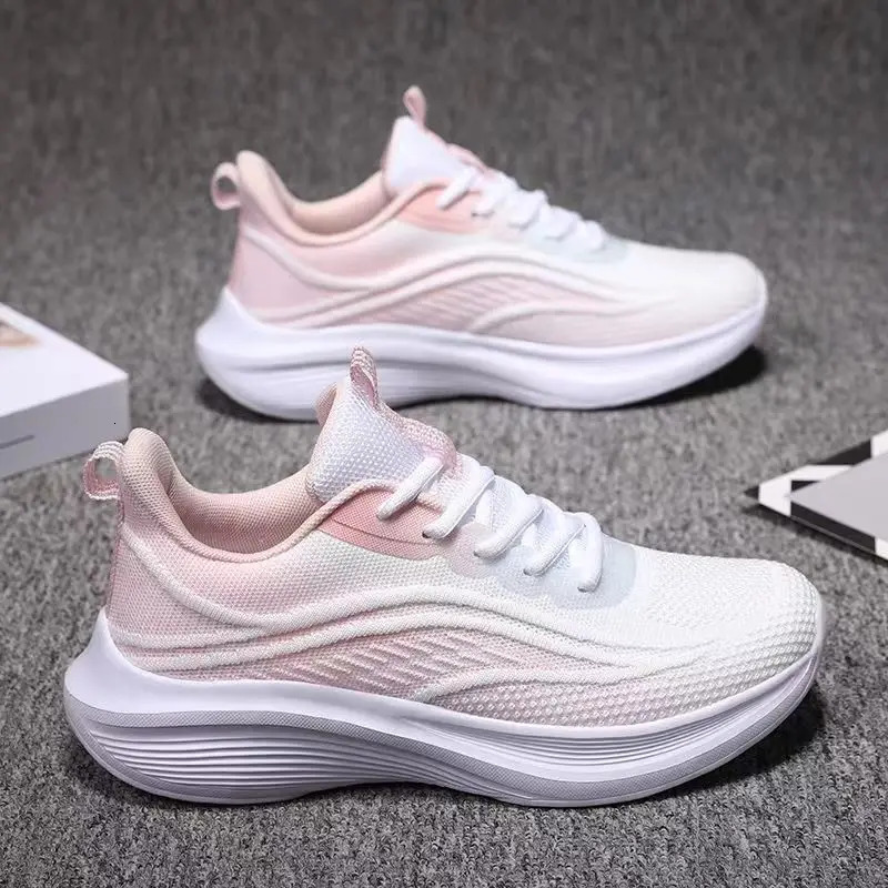 Breathable Lace-up Running Shoes for Women Air Cushion Athletic Sneakers Lightweight Air Mesh Outdoor Sports Training Shoes 260409