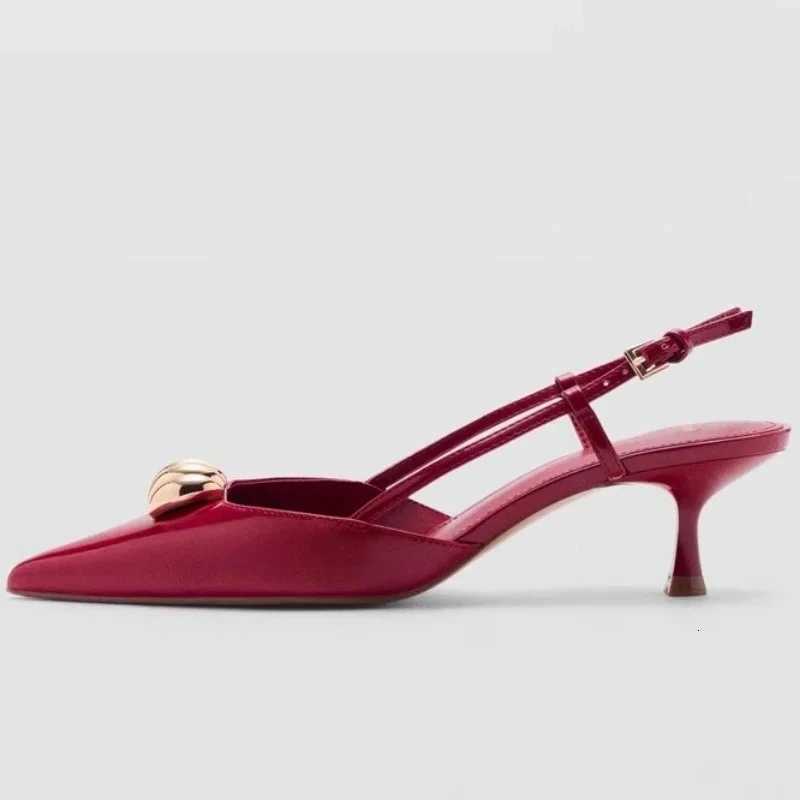 Women Pointed Toe Sandals Fashion Metal Decor Summer Mules Elegant Thin Heel Party Evening Banquet Pumps Slip On Shoes Z260411