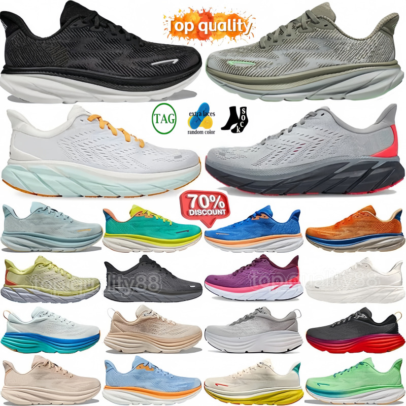 Designer bondi 8 Running Shoes Clifton 9 kawana Mens Womens Sneakers All Black Bule Green Yellow Anthracite Hiking Breathable mens Outdoor Sports Trainers Size 36-45