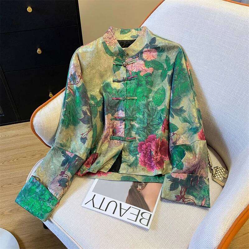 Outerwears New Chinese Light National Wind Jacquard Jacket Women s Spring Tang Suit Buckle High end Retro Coat MAKOUFEI