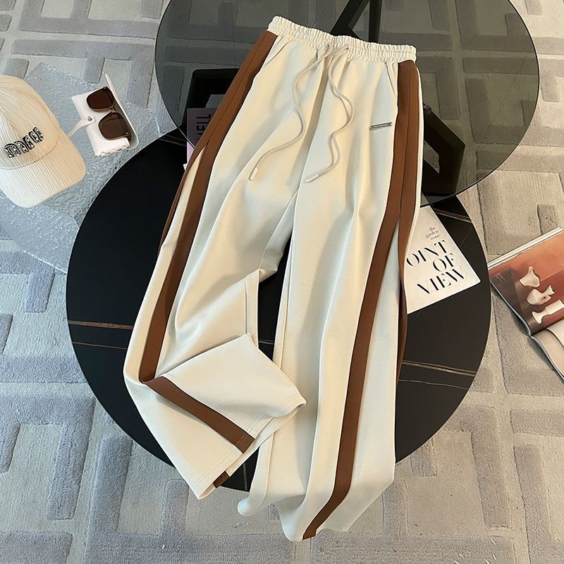 2026 New Designer Luxury Brand European Casual Sports Suit Autumn New Slim Fit Color Blocked Hooded Sweatshirt And Wide Leg Pants Two-piece Set For Wo