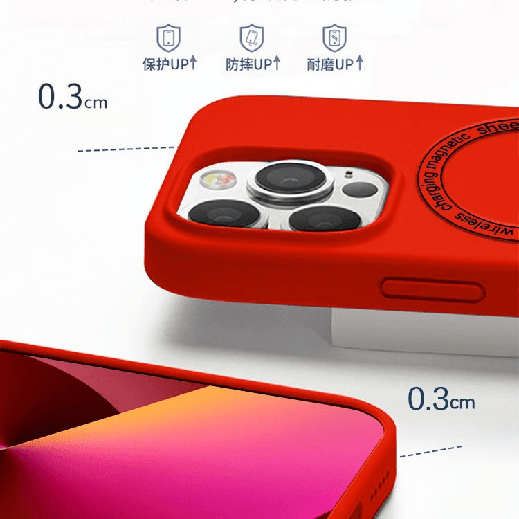 Liquid silicone case suitable iPhone 17, magnetic, full coverage for Apple 14 Pro Max, solid color hard case, thickened