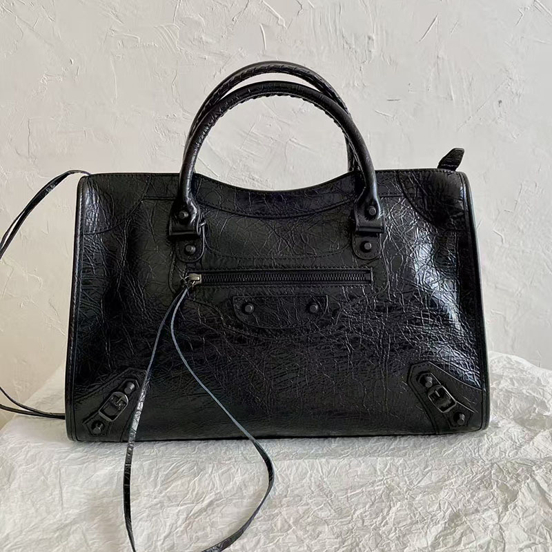 le city bag Classic black leather handbag with oil wax finish Casual Leather Underarm bag Designer Crossbody Motorcycle Bag High quality large capacity Shoulder Bag