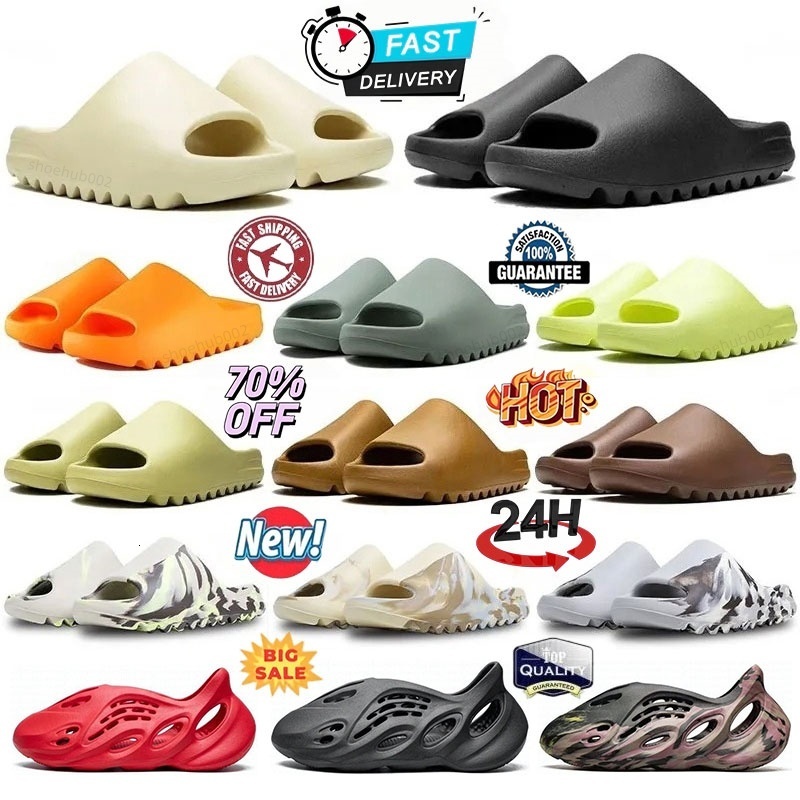 High Quality Classic Slippers Designer Slider sandals for Men Women Sandals Cinder Sand Bone Resin Slate Grey Vermilion Summer Beach Top Selling Onyx Slate Slippers