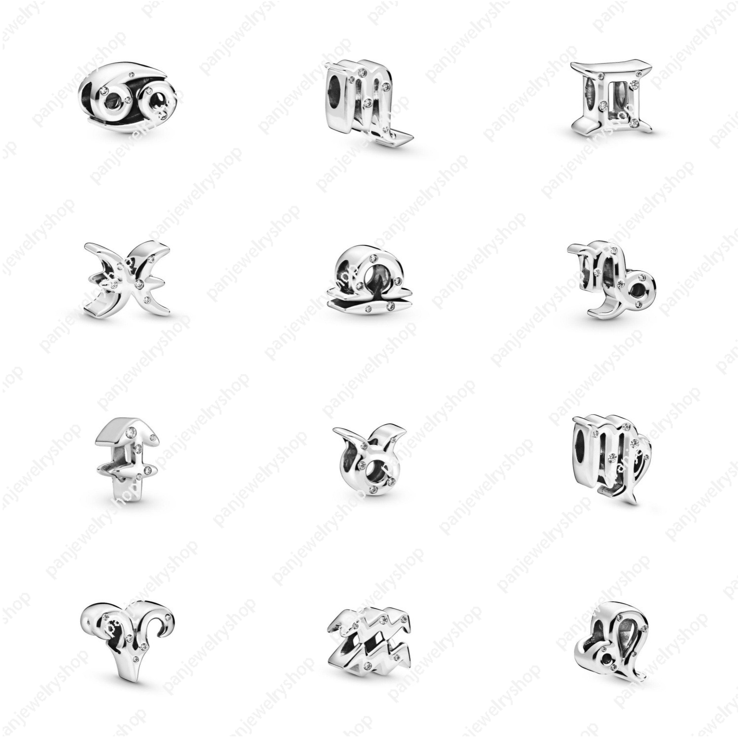 Cross-border Original Panjia White Copper Thick Silver-plated Pendant Zodiac DIY Beads