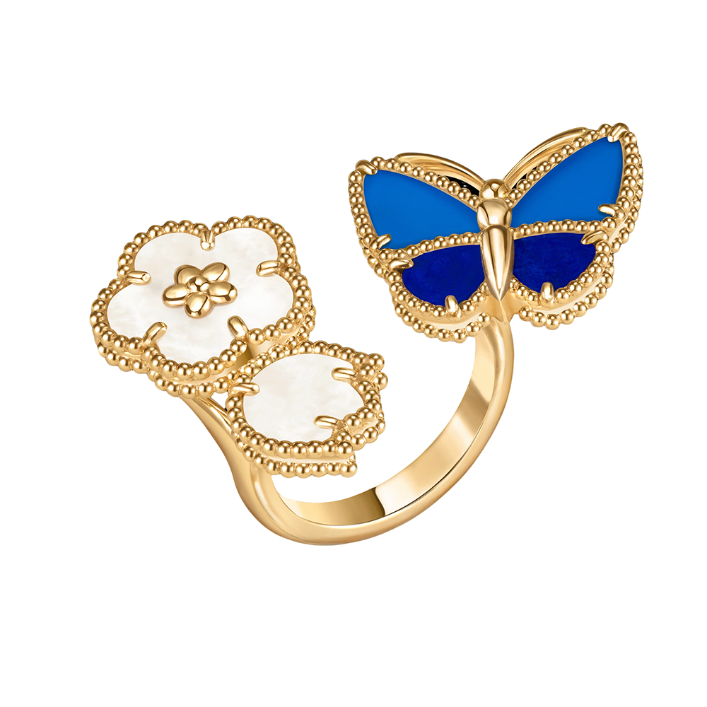S925 Silver Spring Butterfly Clover Open Ring, versatile for commuting and dating, the first choice for holiday gifts.