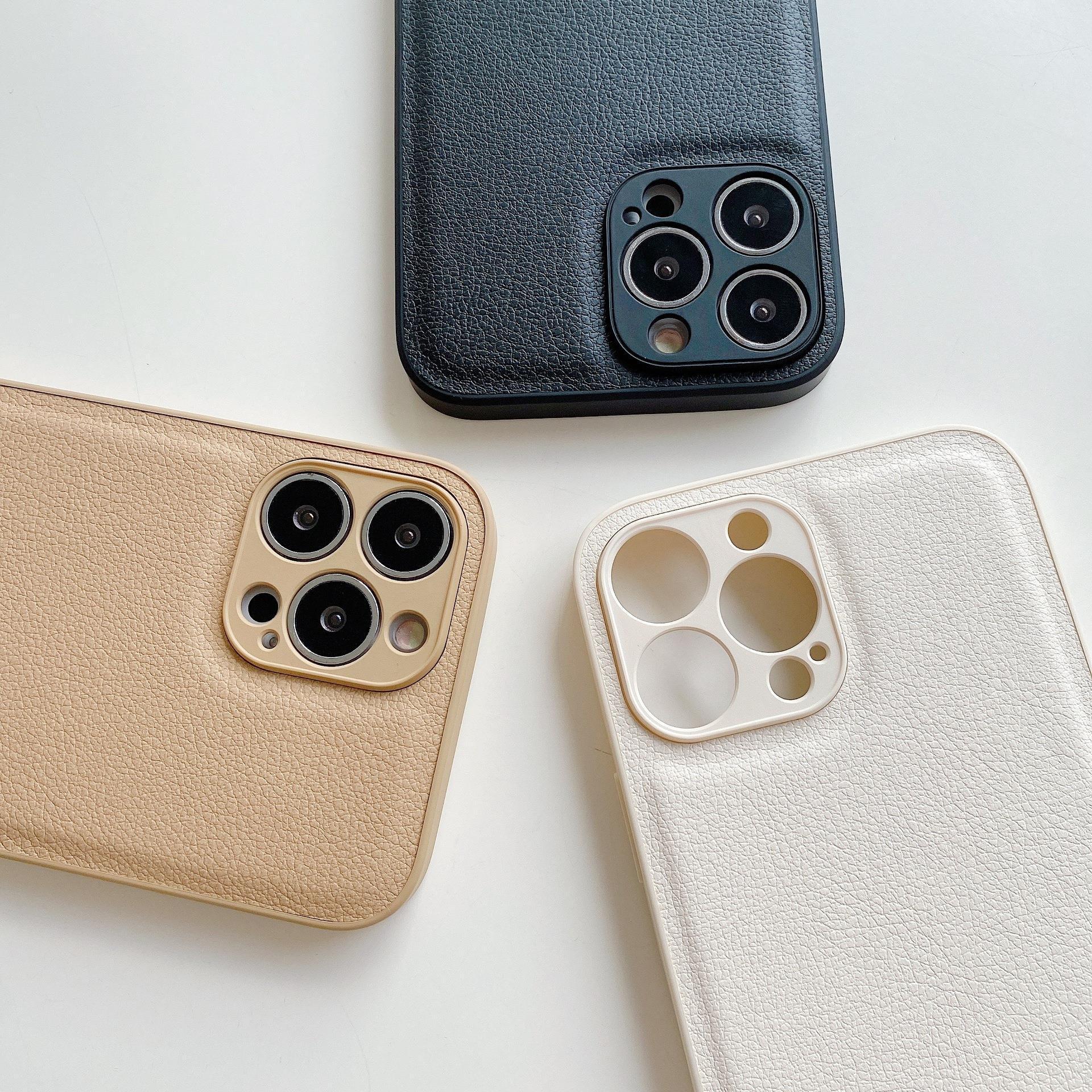 Solid Color Leather Compatible with iPhone 13 Pro Max Phone Case 12 Apple 11 Silicone XR/X Full Coverage 14 Cross-Border 15